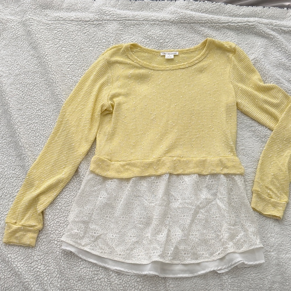 Anthropologie Yellow and White Layered Top